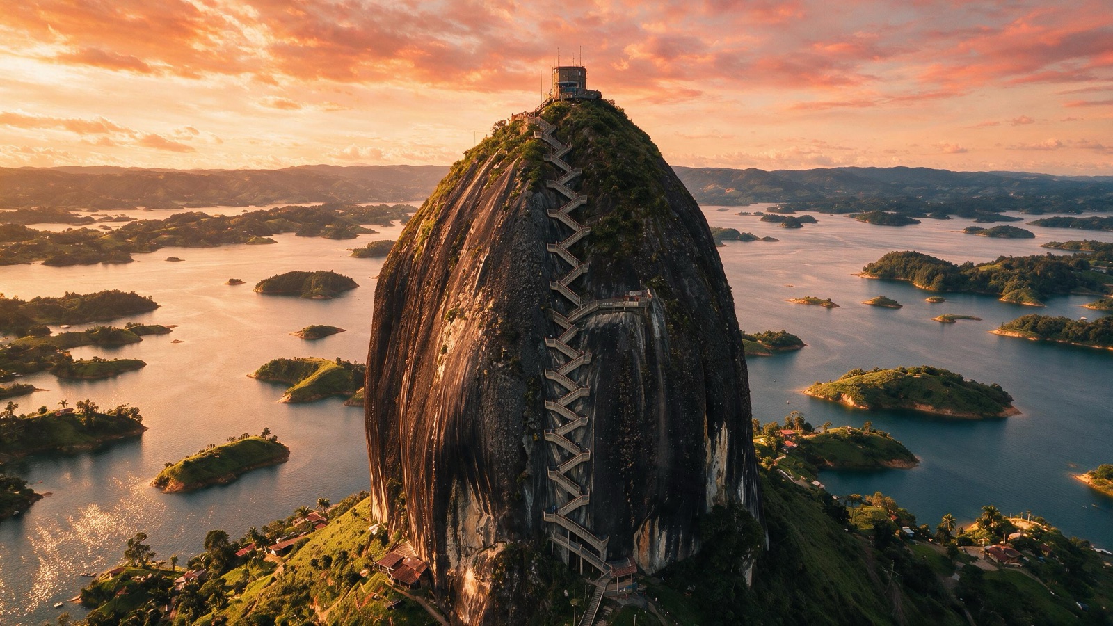 El Peñol de Guatapé al atardecer